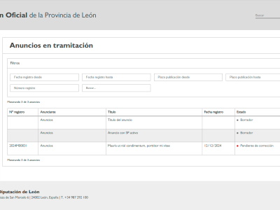 Estados de anuncios de una entidad