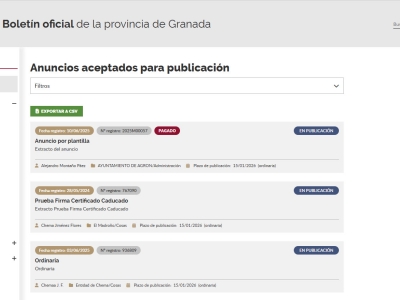 Estados de anuncios - Zona de gestores del BOP