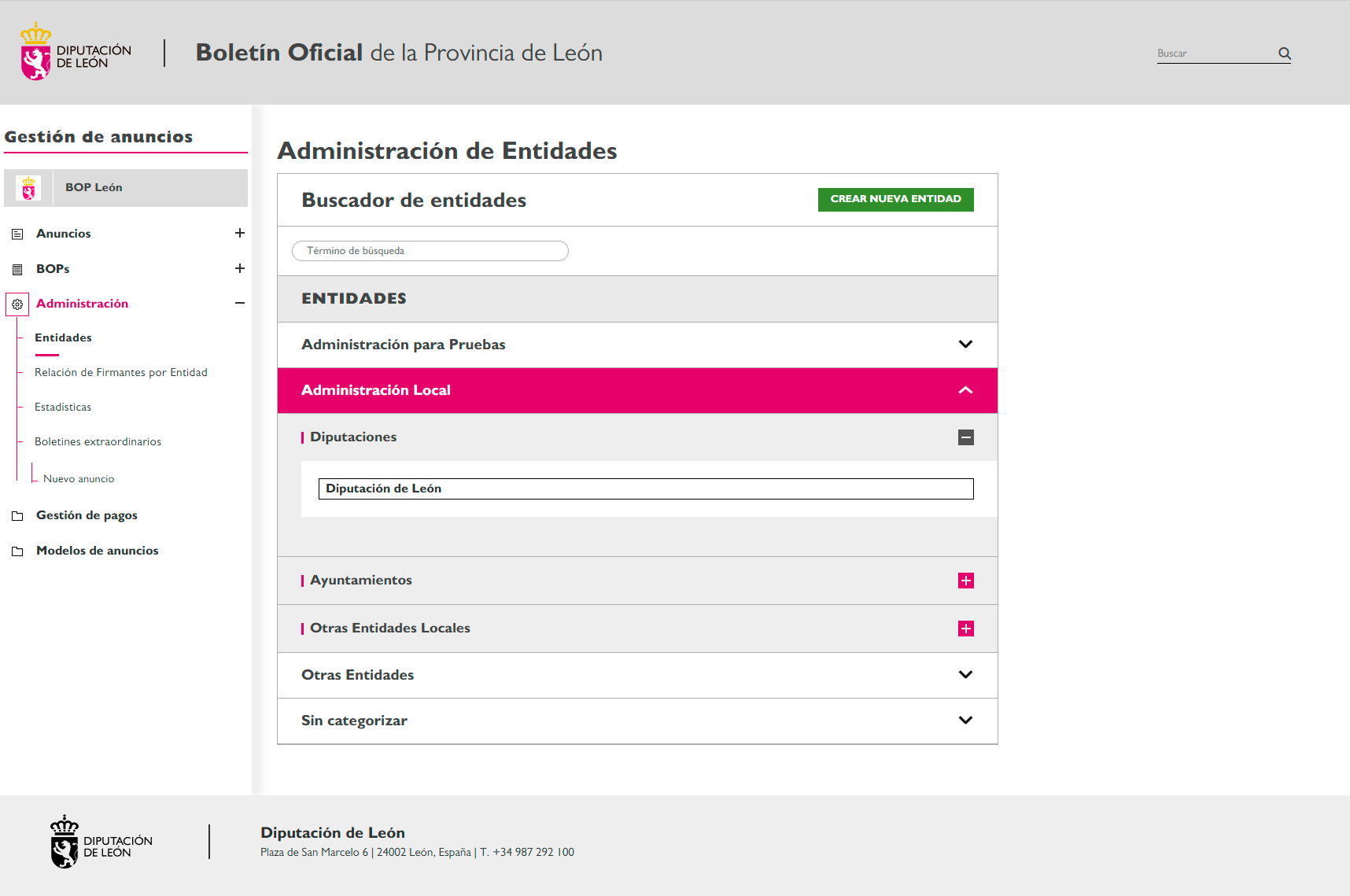 Buscador de entidades del BOP desplegado